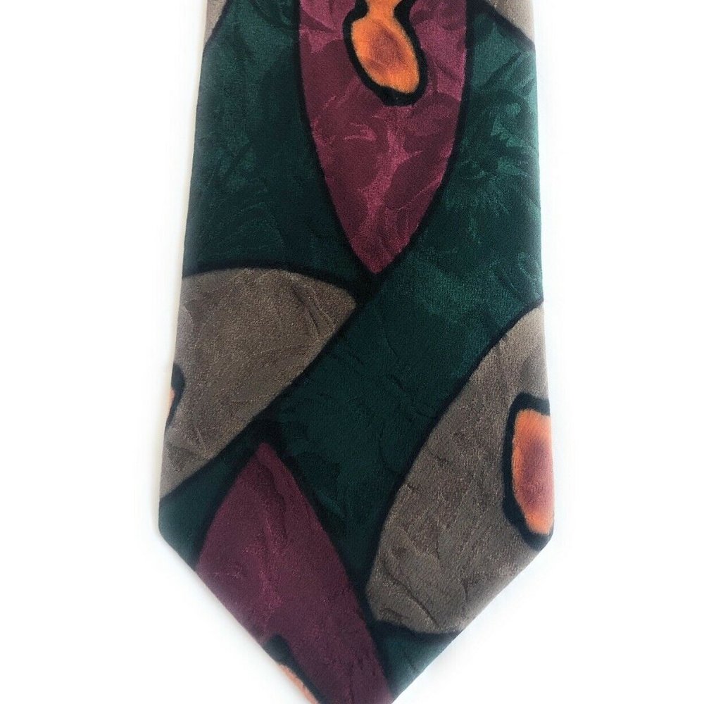Robert Daskal Mens Abstract 100% Silk Necktie Tie